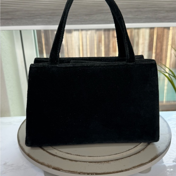 Kate Spade Black Velvet Mini Top Handle Bag Structured‎ Box Purse Y2K Vintage 90 - Picture 3 of 10